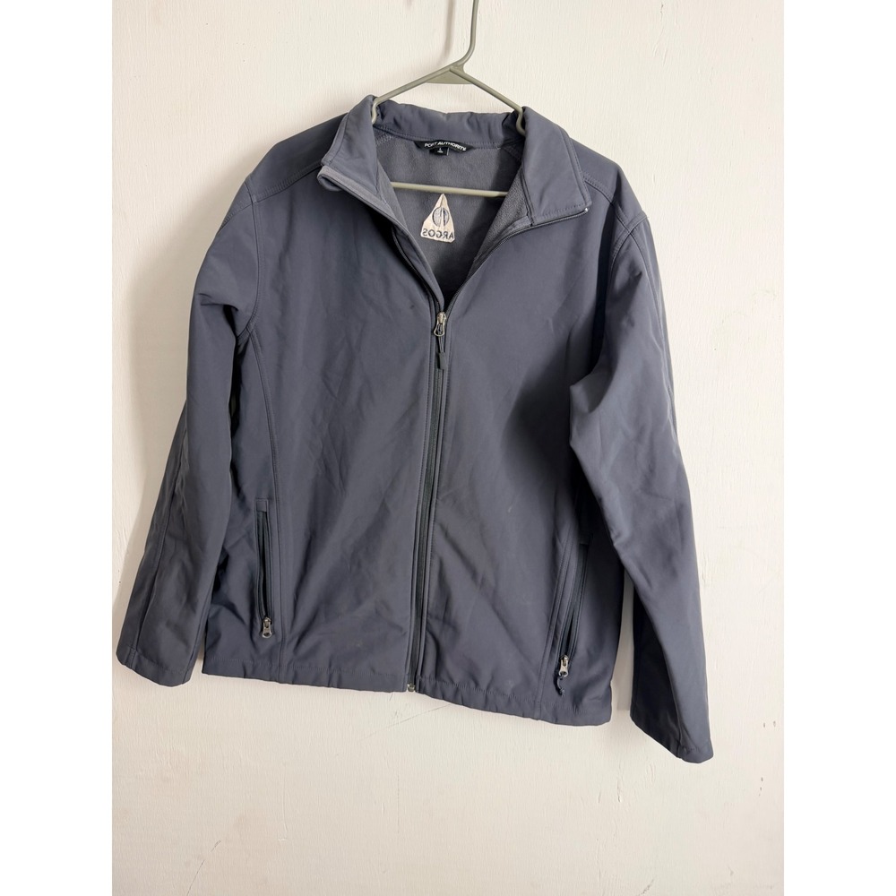 Port Authority J317 Mens Core Soft Shell Jacket Gray Full Zip Fleece Lined L